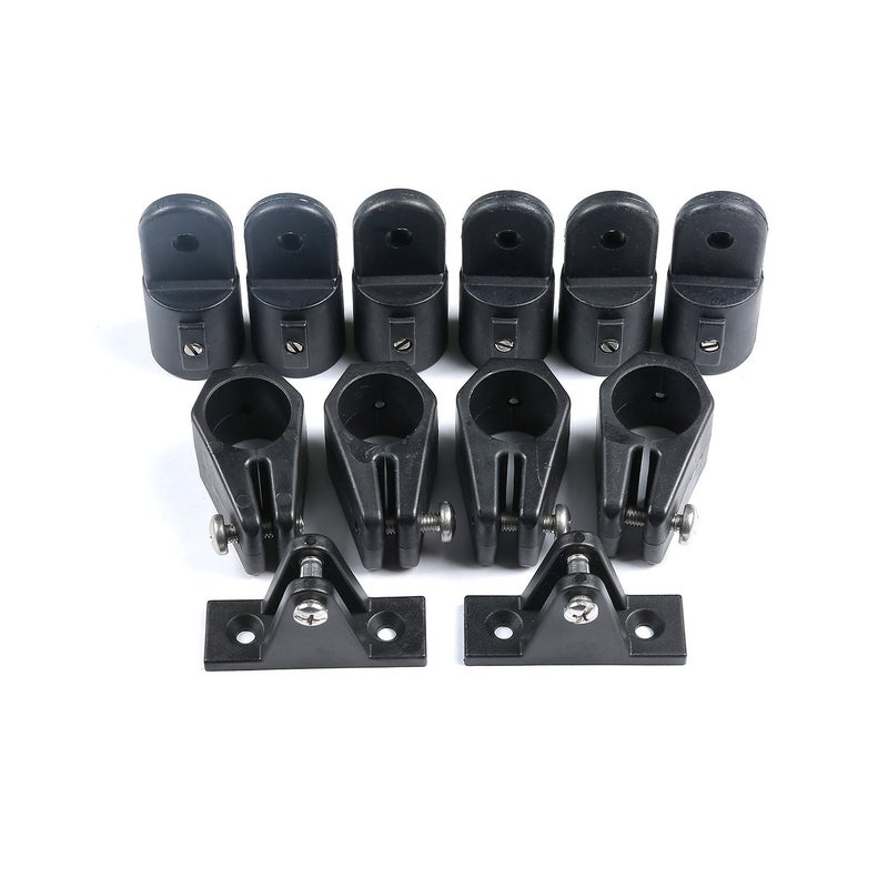 MxEol Boat 3 Bow Bimini Top Fittings Hardware Set Black Nylon W/Screws 12 PCS (Black, 7/8 Inch Set) - Image 2